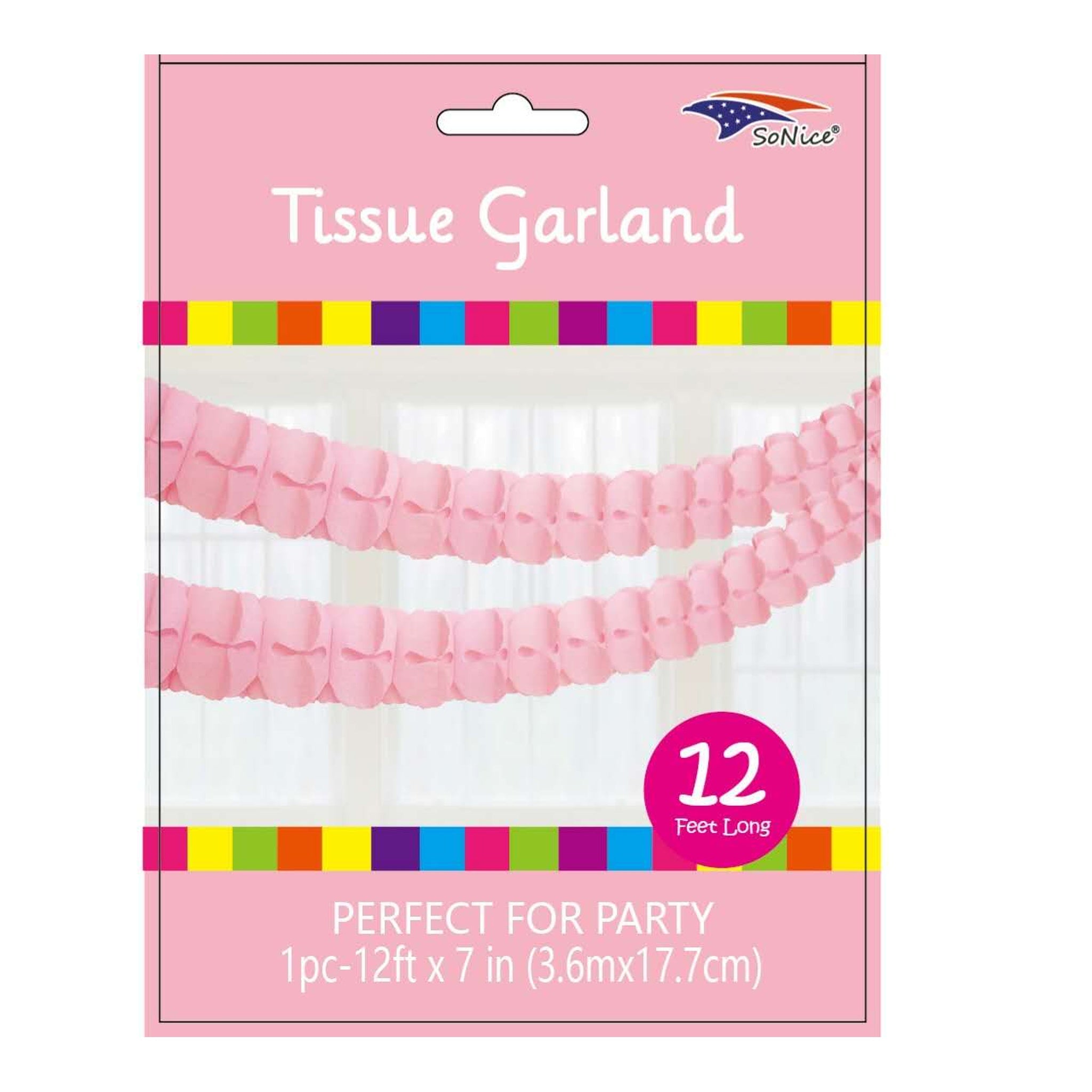 7"X12Ft Tissue Garland Light Pink 120/case